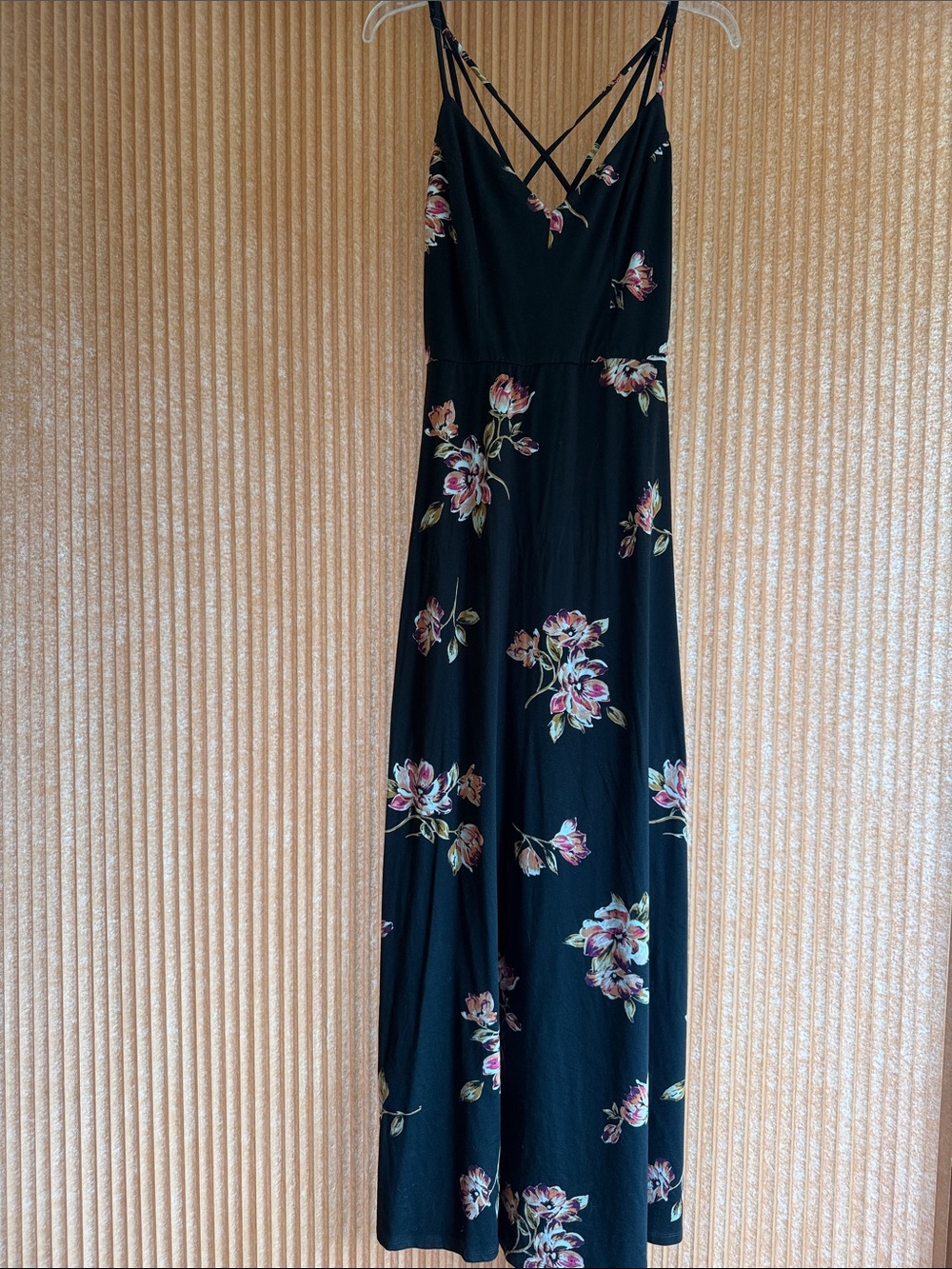 Nine Britton Black Floral Maxi Dress with Strappy Back Size M